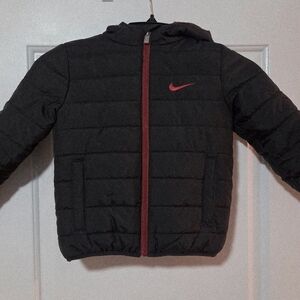 Nike Kids Puffer Jacket in Black with Red Details